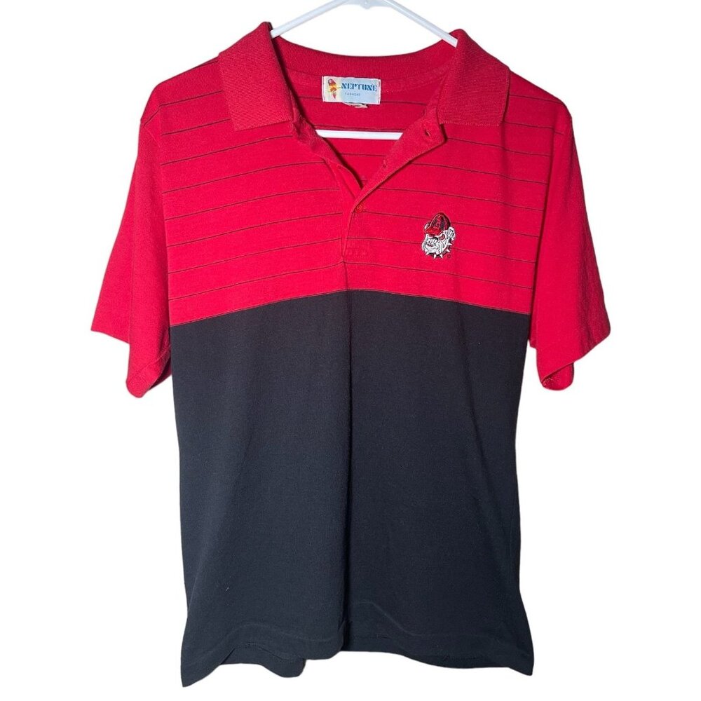 VTG University of Georgia UGA  Black and Red Colorblock Bulldogs Single Stitch P